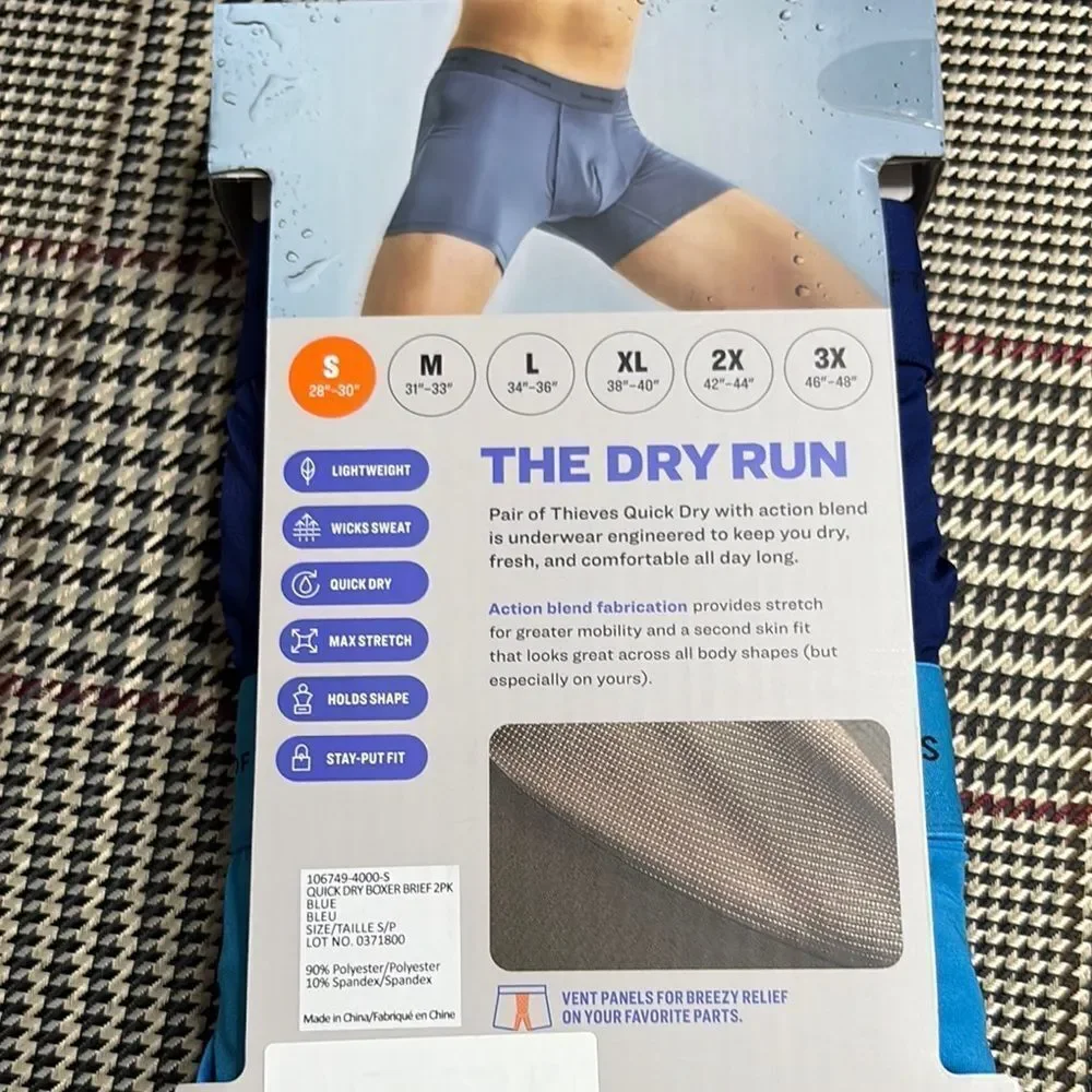 NWT 2- Pair of Thieves Men's Quick Dry Boxer Briefs Size S